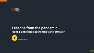Lessons from the pandemic -
From a single use case to true transformation
November 24, 2021
 
