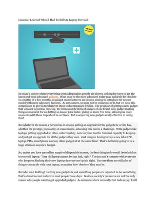 Lessons i learned when i had to sell my laptop for cash