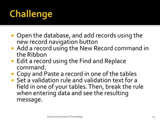 Lesson Six Entering And Editing Data In Tables | PPTX