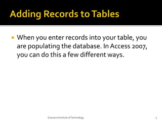 Lesson Six Entering And Editing Data In Tables | PPTX | Databases ...