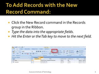 Lesson Six Entering And Editing Data In Tables | PPTX