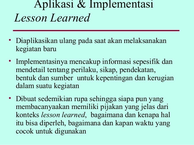 24++ Contoh lesson learned information