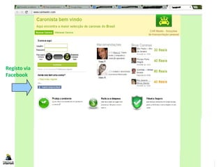 Registo via
Facebook
 