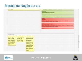 WELink – Equipa 46
Modelo de Negócio (3 de 3)
 
