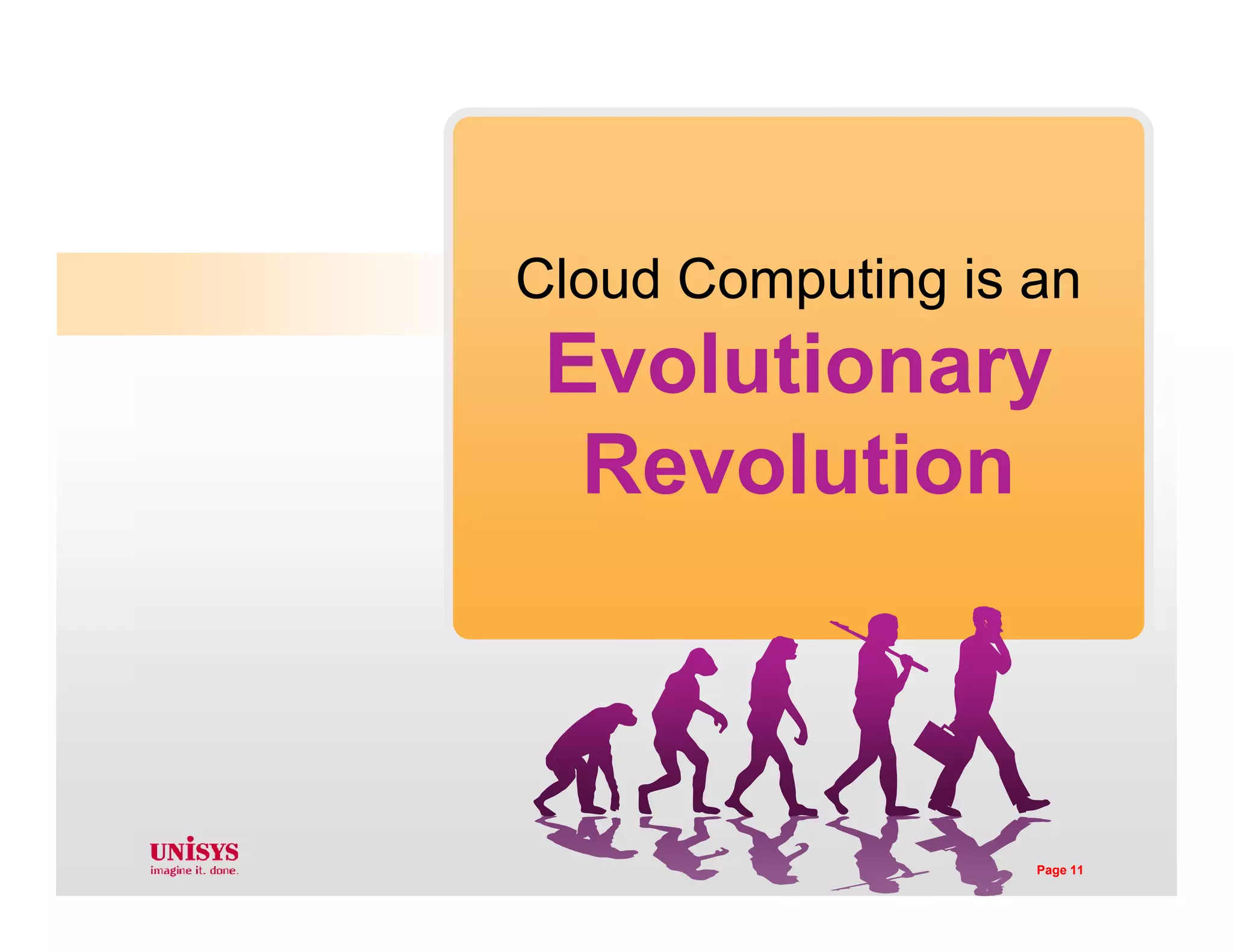 Cloud Computing is
brand new –
a Revolution
Cloud Computing is an
Evolutionary
Revolutiona RevolutionRevolution
Page 11
 