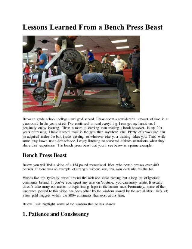 Lessons Learned From A Bench Press Beast By Ross Enamait