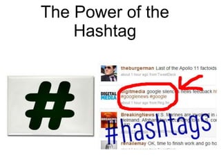 Maybe your 
teaching 
network is 
already 
chatting? 
Check out 
the hashtags! 
http://bitly.com/TwitterChatSchedule 
 