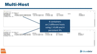 Multi-Host
4 containers
on 2 different hosts
using 1 VLAN and 4
persistent IPs
 