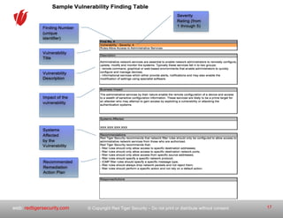 © Copyright Red Tiger Security – Do not print or distribute without consent.web: redtigersecurity.com 17
 