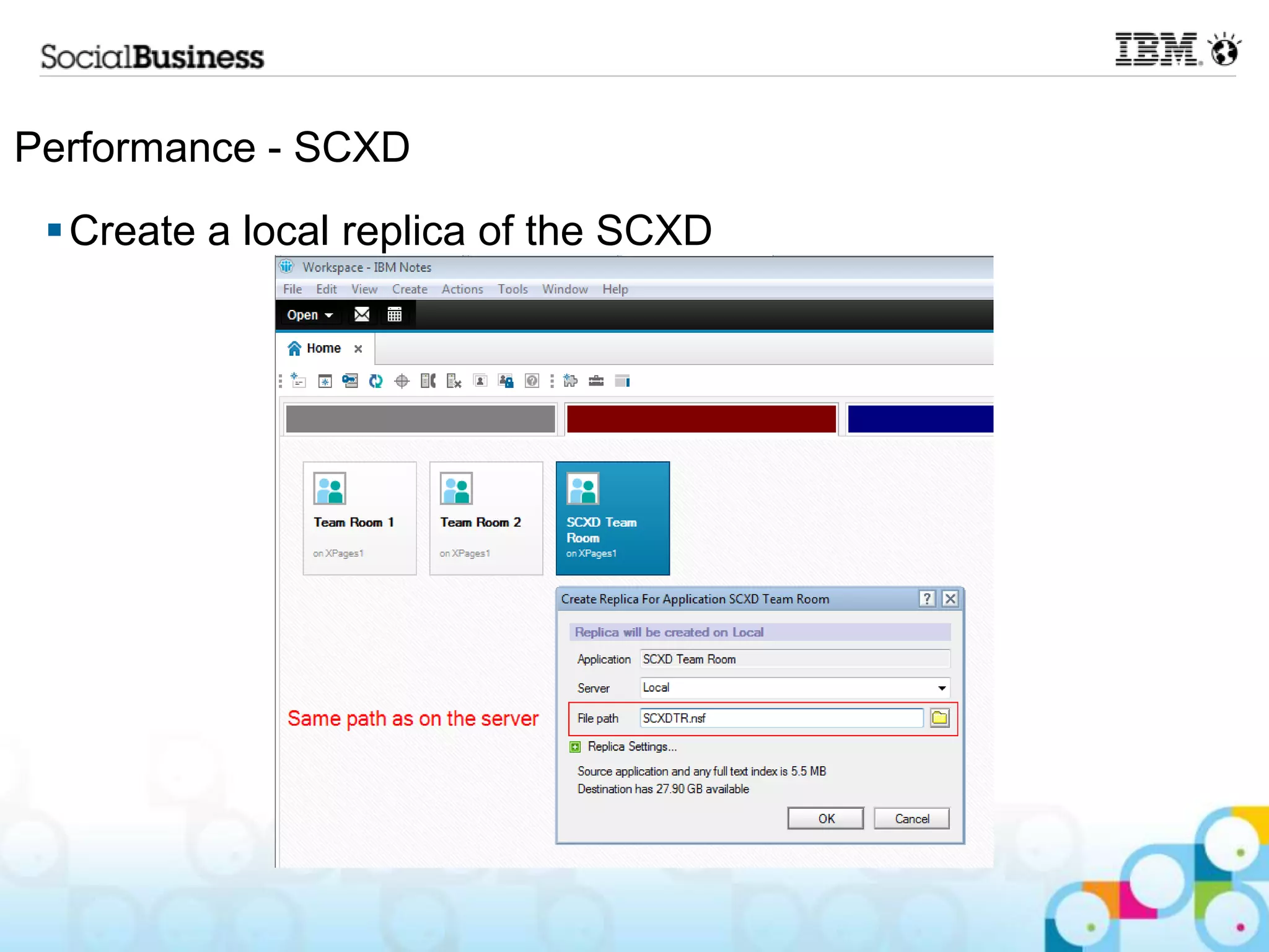 Performance - SCXD
  Create a local replica of the SCXD
 