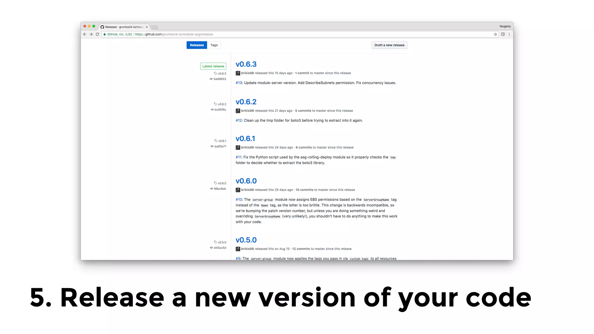 5. Release a new version of your code
 
