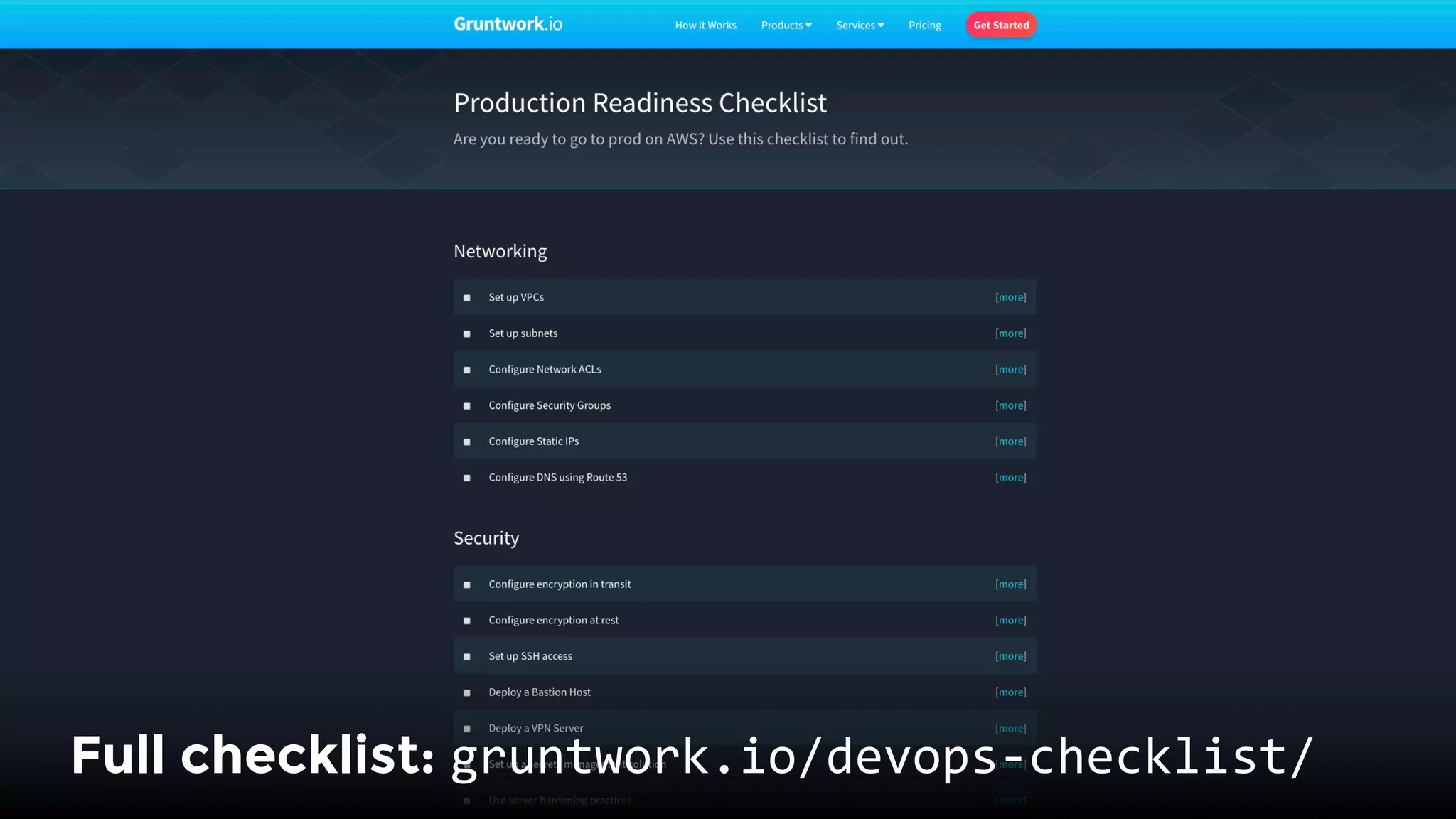 Full checklist: gruntwork.io/devops-checklist/ 
 