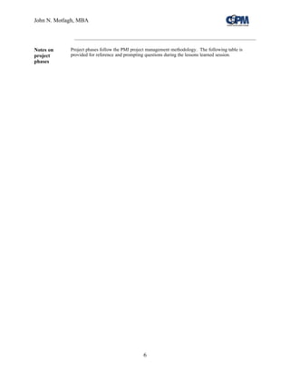 Lessons Learned Process | PDF