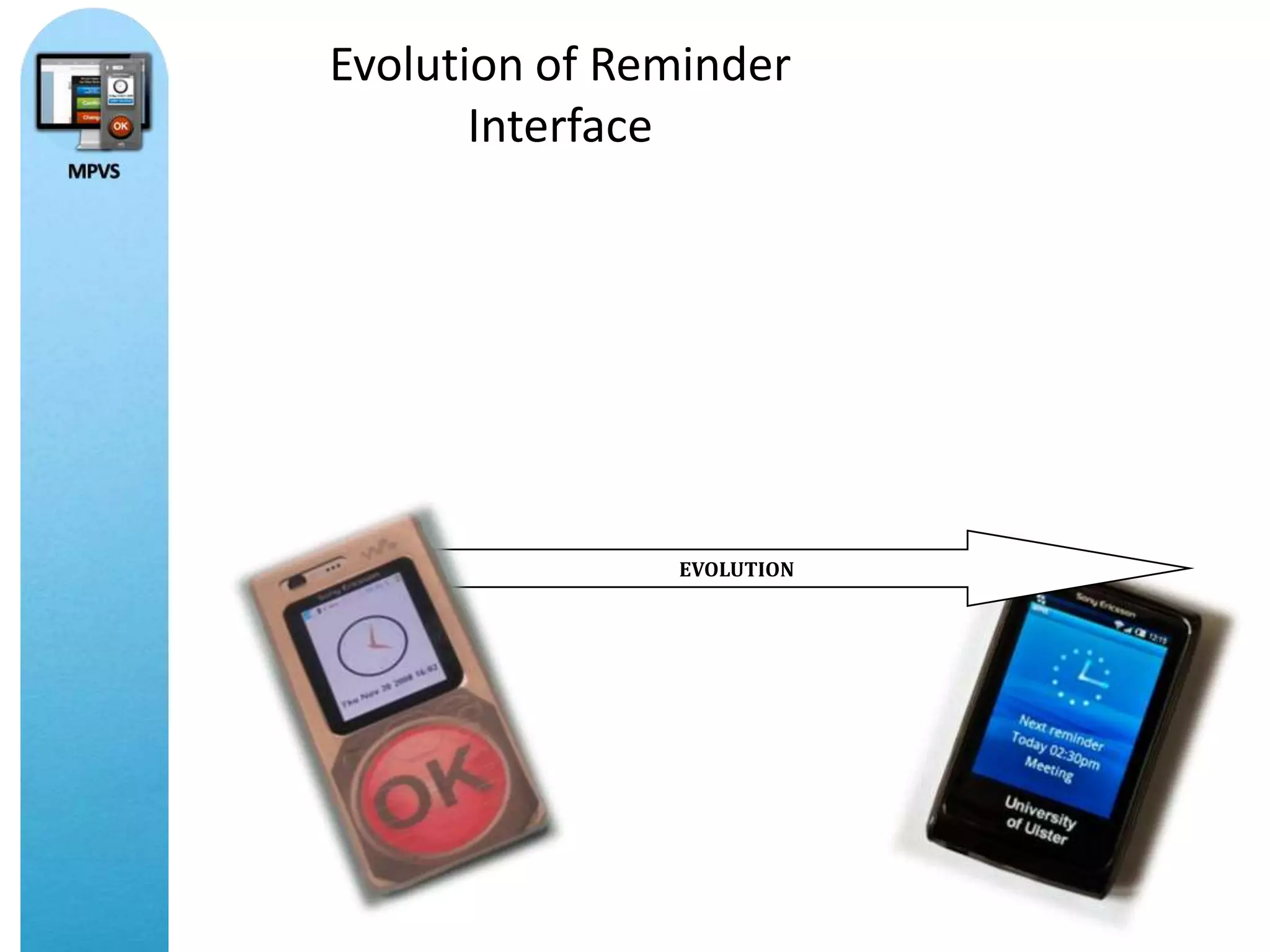 Evolution of Reminder
       Interface




               EVOLUTION
 