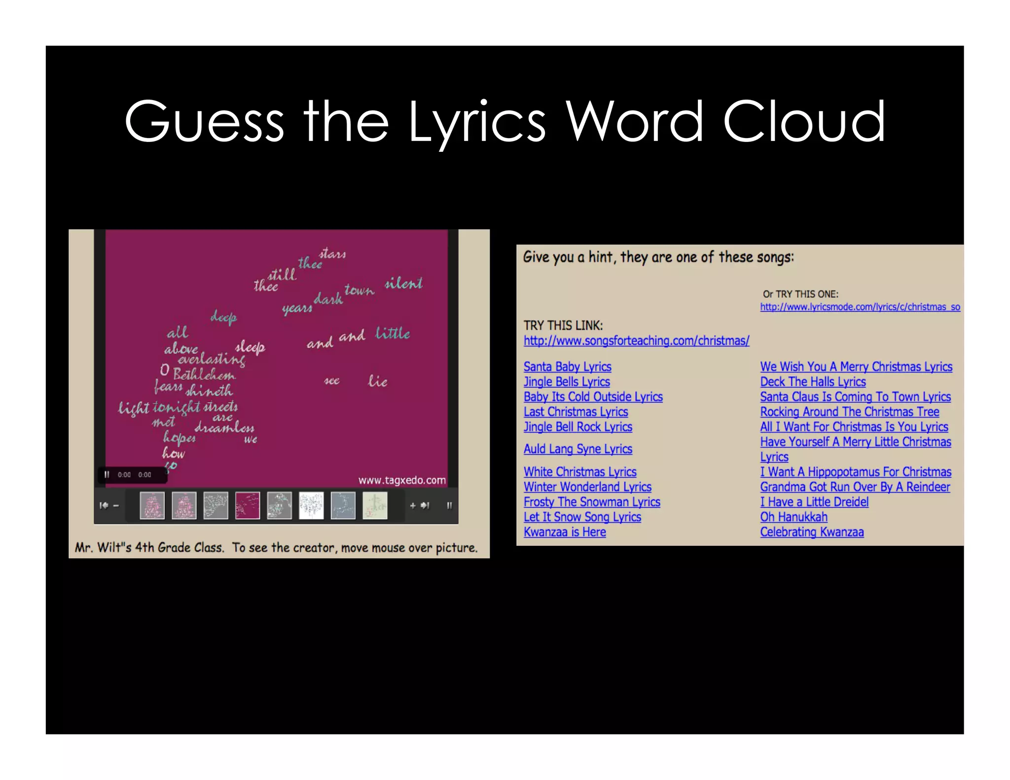 Guess the Lyrics Word Cloud
 