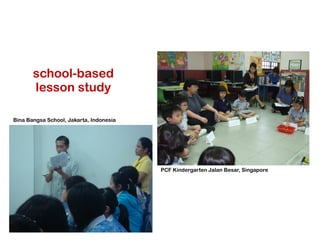 school-based
       lesson study

Bina Bangsa School, Jakarta, Indonesia




                                         PCF Kindergarten Jalan Besar, Singapore
 