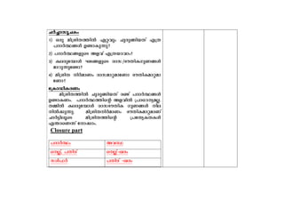 NÀ¨m-kq-NIw 
1) Hcp an{in-X-¯nÂ Gähpw Npcp-§n-bXv F{X 
]ZmÀ°-§Ä D−m-Ip-¶p? 
2) ]ZmÀ°-§-fpsS Af-hv F{X-bm-hmw? 
3) Ie-cp-t¼mÄ LS-§-fpsS cmk/`uXn-I-Kp-W-§Ä 
amdp-¶p-t−m? 
4) an{inX nÀamWw cmk-am-ä-amtWm `uXn-I-am-ä-am-tWm? 
t{ImUo-I-cWw 
an{in-X-¯nÂ Npcp-§n-bXv c−v ]ZmÀ°-§Ä 
D−m-IWw. ]ZmÀ°-¯nsâ Af-hnÂ {]m[m--y-a-Ã. 
X½nÂ Ie-cp-t¼mÄ cmk-`u-XnI KpW-§Ä ne- 
nÂ¡p-¶p. an{in-X-nÀamWw `uXn-I-am-ä-amWv 
NmÀ«n-eqsS an{in-X-¯nsâ {]tX-y-I-X-IÄ 
F´msW¶v tm¡mw. 
Closure part 
]ZmÀ°w AhØ 
sÃv, ]Xncv sÃv-þ-Jcw 
kÄ^À ]Xncv þJcw 
 