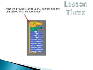 Lesson ThreeAlter the previous script so that it looks like the one below. What do you notice?