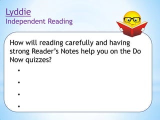 Lyddie: Lesson two, Unit 1 | PPTX