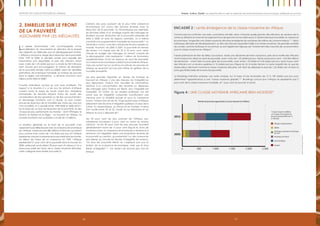 1716
Emploi, Justice, Equité: Les opportunités à saisir en période de bouleversements économiques, politiques et sociauxRapport 2012 sur les progrès en Afrique
La reprise économique s’est accompagnée d’une
accélération du mouvement en direction de la plupart
des Objectifs du Millénaire pour le développement (OMD).
L’Afrique a amorcé le virage de la réduction de la pauvreté.
Entre 1999 et 2008, la dernière année pour laquelle des
informations sont disponibles, la part des Africains vivant
avec moins de 1,25 dollar par jour a chuté de 58 à 48 pour
cent. Encore plus encourageant, le rythme de résorption
de la pauvreté semble s’être accéléré. Selon les dernières
estimations de la Banque mondiale, le nombre de pauvres
dans la région sub-saharienne a diminué d’environ neuf
millions entre 2005 et 200811
.
D’autres indicateurs sociaux se sont aussi améliorés. Par
rapport à la situation il y a dix ans, les enfants d’Afrique
courent moins le risque de mourir avant leur cinquième
anniversaire, les femmes risquent moins de mourir des
complications de leur grossesse ou de leur accouchement,
et davantage d’enfants vont à l’école. Le taux moyen
annuel de réduction de la mortalité des moins de cinq ans
s’est accéléré, et a doublé entre 1990–2000 et 2000–201012
.
Sur la base de ce taux de réduction de la pauvreté, six des
14 pays les plus performants du monde – dont l’Éthiopie, le
Ghana, le Malawi et le Niger – se trouvent en Afrique. Le
nombre d’enfants non scolarisés a chuté de 13 millions.
La situation générale sur le front de la pauvreté n’est
cependant pas allée de pair avec la croissance économique
de l’Afrique. Il reste encore 386 millions d’Africains qui luttent
pour survivre avec moins de 1,25 dollar par jour, et l’Afrique
représente une part croissante de la pauvreté dans le monde.
Au début de l’essor de sa croissance en 1999, l’Afrique
représentait 21 pour cent de la pauvreté dans le monde. En
2008, cette part avait atteint 29 pour cent. Et même si l’on a
beaucoup parlé de l’essor de la classe moyenne africaine,
cette catégorie reste limitée (Encadré 2).
Certains des pays jouissant de la plus forte croissance
économique ont connu des fortunes diverses avec la
réduction de la pauvreté. Au Mozambique par exemple,
les données tirées d’un sondage auprès des ménages ne
révèlent aucune diminution de la pauvreté nationale de
2002 à 2008, et dans les régions centrales, on a même
constaté une augmentation marquée de la pauvreté13
. La
Tanzanie a connu l’une des croissances les plus rapides au
monde. Pourtant, de 2000 à 2007, la pauvreté en termes
de revenu n’a baissé que de 35 à 33 pour cent, selon
l’étude du budget des ménages. En tenant compte de
la démographie, cela représente 1 million de Tanzaniens
supplémentaires vivant en dessous du seuil de pauvreté.
La croissance économique a réduit la pauvreté en Afrique,
mais pas autant qu’on aurait pu le prévoir, les pauvres en
Afrique ne recevant qu’une part infime du gâteau de la
nouvelle prospérité.
Les plus grandes disparités en termes de richesse se
trouvent en Afrique. L’une des mesures de l’inégalité les
plus répandues, l’indice Gini, recueille les informations
relatives à la concentration des recettes ou dépenses
des ménages (plus l’indice est élevé, plus l’inégalité est
marquée). En Chine, où les leaders politiques ont fait
savoir que les inégalités croissantes constituaient une
menace pour la stabilité sociale et pour la croissance
future, l’indice Gini est de 42. Vingt-quatre pays d’Afrique
présentent des résultats d’inégalité supérieurs à ceux de la
Chine. Au Mozambique, au Kenya et en Zambie, l’indice
Gini oscille entre 45 et 55, tandis qu’au Botswana et en
Afrique du Sud, il dépasse 6014
.
Les 20 pour cent les plus pauvres de l’Afrique sub-
saharienne encaissent 6 pour cent ou moins du revenu
national ; et les 40 pour cent les plus pauvres touchent
généralement moins de 15 pour cent (Figure 4). Dans de
nombreux pays, la croissance économique a tendance à
renforcer ces inégalités. Selon une évaluation récente de
la pauvreté au Lesotho, qui présentait l’un des niveaux les
plus élevés au monde en termes d’inégalité de revenus,
“Le taux de pauvreté élevé ne s’explique pas par la
lenteur de la croissance économique, mais par le taux
élevé d’inégalité.”15
Ce verdict est encore plus vrai en
Afrique.
2. Embellie sur le front
de la pauvreté
assombrie par les inégalités
Encadré 2 : Lente émergence de la classe moyenne en Afrique
Comme peut le confirmer une visite, aussi brève soit-elle, dans n’importe quelle grande ville africaine, les secteurs de la
vente au détail et du marché du logement haut de gamme sont en plein essor. D’après la Banque mondiale, la croissance
économique “engendre une classe moyenne africaine émergente de centaines de millions de consommateurs.”16
Selon
la Banque africaine de développement, un tiers des Africains appartient déjà à la classe moyenne. De grandes sociétés
de conseil, comme McKinsey et Accenture, se sont également réjouies de l’avènement des marchés de consommation
pour la classe moyenne en Afrique17
.
Il serait prématuré de tirer de telles conclusions. Après une décennie de forte croissance, près de la moitié des Africains
vivent toujours en deçà du seuil de pauvreté, avec moins de 1,25 dollar par jour. Trente autres pour cent – soit 246 millions
de personnes – vivent dans la zone grise de la pauvreté, avec entre 1,25 dollar et 2,50 dollar par jour. Seuls 4 pour cent
des Africains ont un revenu supérieur à 10 dollars par jour (Figure 4). En d’autres termes, la vaste majorité de ce que les
observateurs décrivent comme la classe moyenne africaine, soit vient de dépasser le seuil de 1,25 dollar, soit vit dans la
zone gravitationnelle de la zone de pauvreté.
La Brookings Institution propose une autre analyse. Sur la base d’une fourchette de 10 à 100 dollars par jour pour
déterminer l’appartenance à une “classe moyenne globale,”18
Brookings conclut que l’Afrique ne représente que 2
pour cent de la classe moyenne mondiale, et 1 pour cent du pouvoir d’achat.
Nombre de personnes appartenant à la classe moyenne (en millions)
Afrique subsaharienne
Amérique centrale et Amérique
du Sud
MENA
Amérique du Nord
Asie-Pacifique
Europe
2012
2002
0 500 1 000 1 500 2 000 2 500
Figure 4 : Une classe moyenne africaine bien modeste*
* Classe moyenne définie
sur la base d’une parité de
pouvoir d’achat (PPA) de 10
à 100 USD
Source:BrookingsInstitution.
 