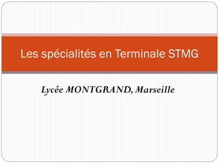 Lycée MONTGRAND,Marseille
Les spécialités en Terminale STMG
 