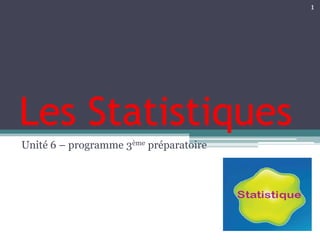 Les Statistiques Unité 6 – programme 3ème préparatoire  1 