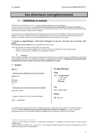 Les structures en c++ (1) | PDF