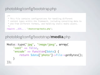 photoblog/conﬁg/bootstrap.php
/**
 * This file contains configurations for handling different
 * content types within the ...