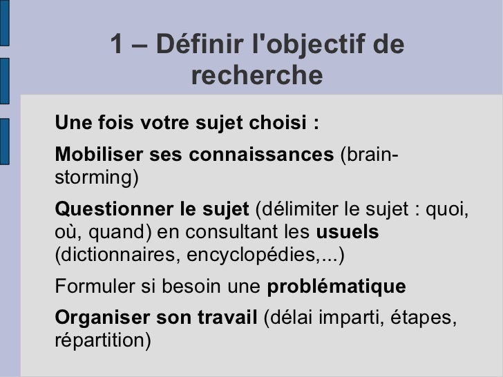 Les étapes de la recherche documentaire