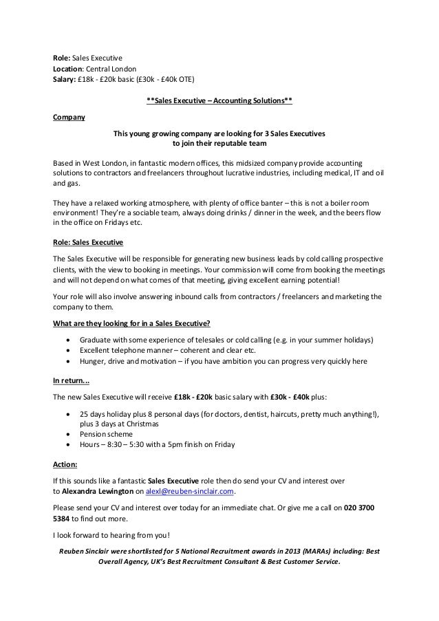sales executive role sales executive job description
