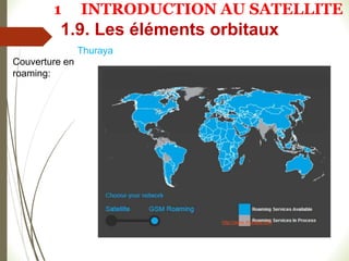 Thuraya
Couverture en
roaming:
http://www.thuraya.com
1.9. Les éléments orbitaux
1 INTRODUCTION AU SATELLITE
 