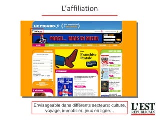 L’affiliation Envisageable dans différents secteurs: culture, voyage, immobilier, jeux en ligne… 