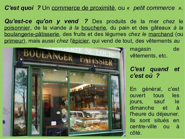 Les types de commerces