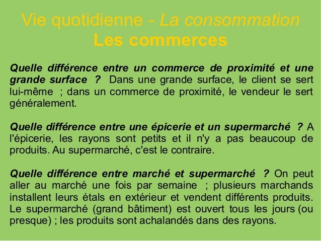Les types de commerces