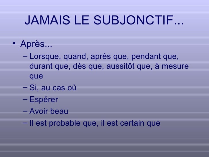 Le Subjonctif Power Point
