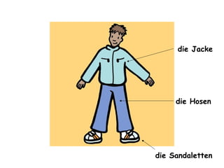 die Jacke 
die Hosen 
die Sandaletten 
 