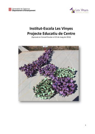 1
Institut-Escola Les Vinyes
Projecte Educatiu de Centre
(Aprovat en Consell Escolar el 25 de maig de 2016)
 