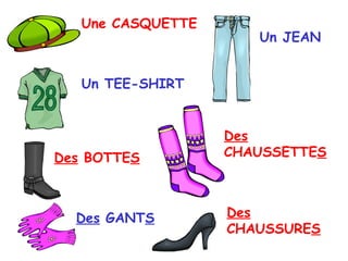 Une CASQUETTE Un TEE-SHIRT Des  BOTTE S Des  GANT S Des  CHAUSSETTE S Des  CHAUSSURE S Un JEAN 