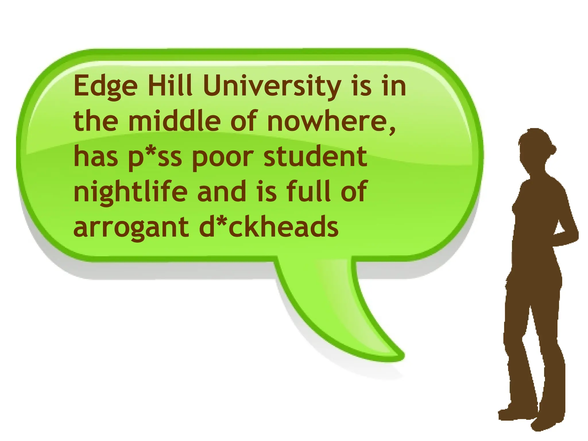 Edge Hill University is in the middle of nowhere, has p*ss poor student nightlife and is full of arrogant d*ckheads 