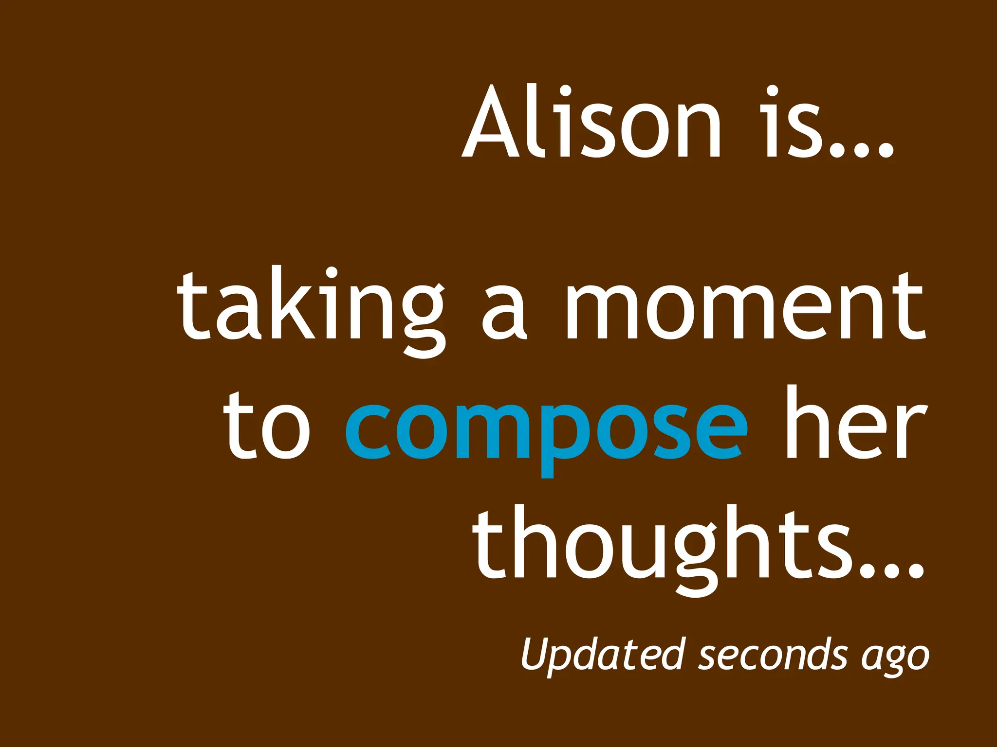 Alison is…  taking a moment to  compose  her thoughts… Updated seconds ago 