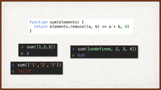 function sum(elements) {
  return elements.reduce((a, b) => a + b, 0)
}
 
