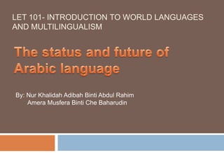 Status and future of arabic language | PPTX