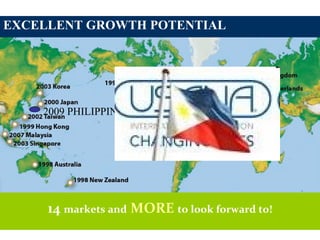 EXCELLENT GROWTH POTENTIAL
14 markets and MORE to look forward to!
2009 PHILIPPINES
 