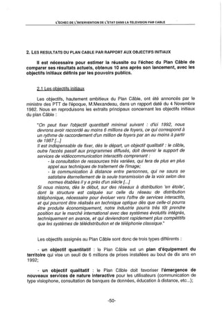 L'Etat et la télédistribution : le Plan Câble