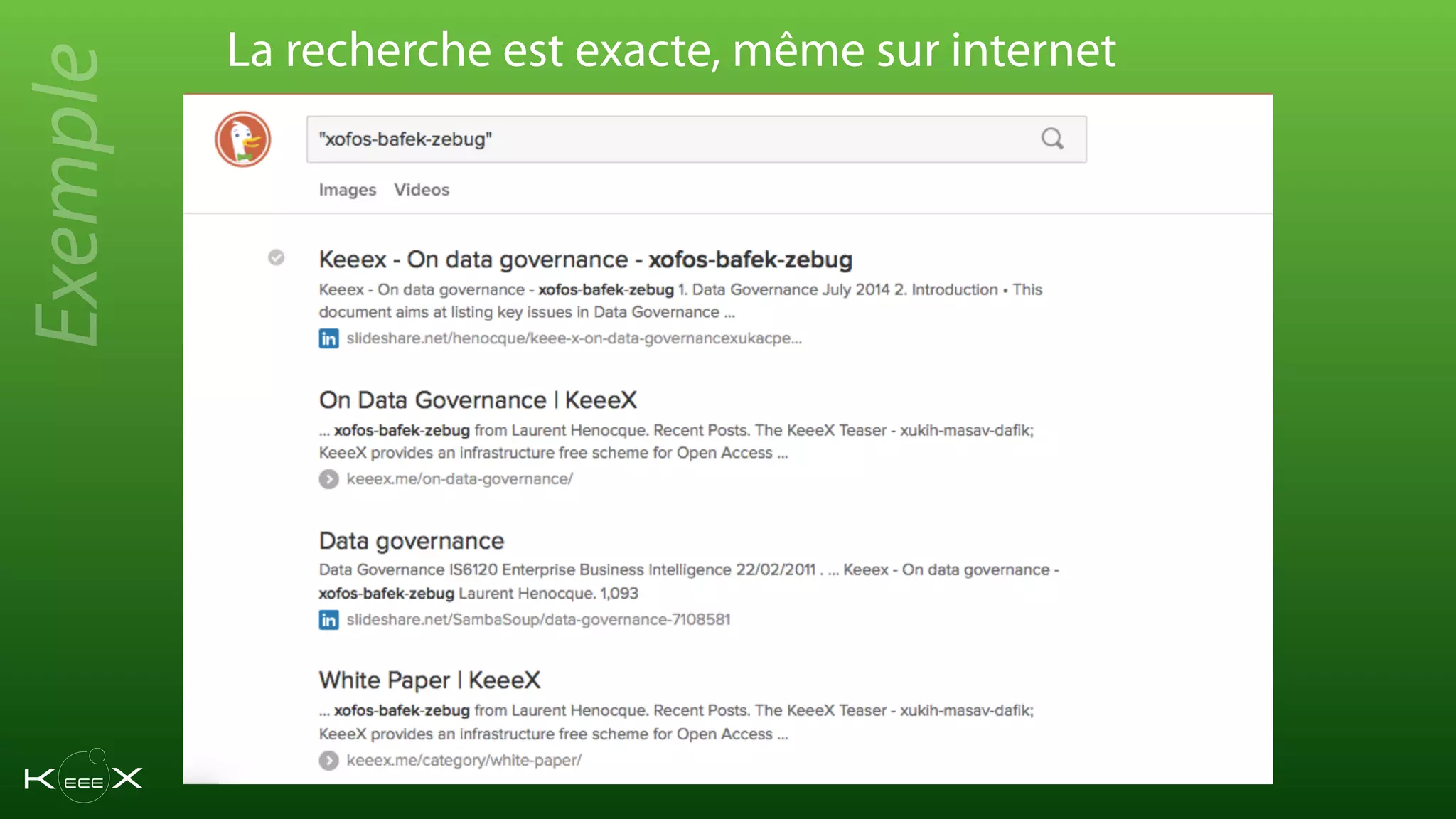 La recherche est exacte, même sur internet
Exemple
 