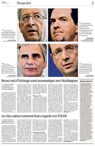 3Tempsfort
Le Temps
Jeudi 11 avril 2013
Banques opposées
L’Association suisse des ban-
quiers (ASB) reste opposée à
l’échange automatique d’infor-
mations. Jeudi, elle a rappelé
que «les banques suisses plai-
dent depuis longtemps en
faveur d’une stratégie dite de
l’argent propre visant à accepter,
à l’avenir, uniquement des avoirs
conformes fiscalement».
Si l’échange automatique avec
l’Union européenne ne constitue
«pas une option pour les ban-
ques en Suisse», l’association
faîtière souligne néanmoins
que les banques en Suisse sont
prêtes à discuter avec l’UE au
sujet d’une «extension de l’ac-
cord sur la fiscalité de l’épar-
gne». Elle précise que les ban-
ques suisses soutiennent le
respect des standards de
l’OCDE pour les questions
relatives à l’entraide en matière
fiscale. Pour Didier de Montmol-
lin, associé de DGE Avocats,
spécialiste du domaine financier,
le système actuel de l’échange
à la demande est efficace et a
l’avantage d’éviter que des noms
soient transmis sans que les
clients concernés ne le sachent
et puissent, le cas échéant, faire
valoir leurs objections devant un
juge suisse en conformité avec
les droits fondamentaux.
Pourtant, pour Michel Dérobert,
«la Suisse serait bien inspirée
d’être proactive plutôt que de
devoir céder en bout de course».
Selon le secrétaire général de
l’Association des banquiers
privés suisses, les deux priorités
doivent être de régler le passé et
de garantir aux établissements
financiers suisses l’accès au
marché européen. «Sinon, des
affaires risquent de déménager
de Suisse vers le Luxembourg ou
vers Londres», prévient-il.
S. Dub. et M. F.
‘‘Je n’hésiterai pas
à considérer comme
un paradis fiscal tout
pays qui refuserait de
coopérer pleinement
avec la France,,
François Hollande
Président de la France
‘‘Nous pouvons
sans danger introduire
l’échange automatique
d’informations à partir
du 1er janvier 2015,,
Jean-Claude Juncker
Premier ministre du Luxembourg
‘‘Ce projet pilote
nous aidera à attraper
et retrouver les
fraudeurs fiscaux,
mais il apportera aussi
un modèle pour des
accords multilatéraux
plus vastes,,
George Osborne
Ministre des Finances
de la Grande-Bretagne, signataire
d’un projet de Fatca européen
‘‘Oui, nous
négocions. Mais le
secret bancaire, inscrit
dans la Constitution,
devrait être préservé
pour les Autrichiens,,
Werner Faymann
Chancelier de l’Autriche
Berne:ouiàl’échangesemi-automatiqueavecWashington
> Le parlement appelé
à se prononcer sur
l’accord dit Fatca passé
avec le fisc américain
Le projet de loi fiscale Fatca,
adopté mercredi par le Conseil fé-
déral et transmis aux Chambres fé-
dérales pour approbation, auto-
rise l’ingérence du fisc américain
dans les affaires des banques suis-
ses. Toutes les relations financières
et commerciales de citoyens amé-
ricains, ou de personnes domici-
liées aux Etats-Unis, avec les éta-
blissements suisses devront être
passéesaucrible,auxfraisdesban-
ques,afinqu’ellespuissentfournir,
directement ou indirectement, les
renseignements dont le fisc améri-
cainabesoinpourpréleverl’impôt
frappant ses ressortissants.
Ces dispositions doivent entrer
en vigueur en janvier 2014, sinon
l’accord, qui permet à la Suisse
d’échapper à l’échange automati-
que formel d’informations, sera
remplacé par une mise en œuvre
unilatérale des dispositions Fatca,
sans la petite marge de manœuvre
négociéeparlaSuisse,notamment
en faveur des banques cantonales
et des caisses de pension.
Un exemple montre la rigueur
avec laquelle les autorités améri-
caines entendent appliquer leur
droit de manière extraterritoriale:
la Caisse d’épargne du personnel
de la Confédération, qui abrite
aussi l’argent du personnel diplo-
matique,devras’inscrireauprèsdu
service américain des impôts (IRS).
Elle devra prouver que les avoirs
déposés par des clients domiciliés
hors de Suisse ou de l’Union euro-
péenne (UE) ne dépassent pas 2%
des fonds sous gestion pour ainsi
échapper à l’arsenal des contrôles
des flux financiers des «comptes
américains» exigés par l’IRS. Une
convention internationale consi-
dèrelesdiplomatessuissescomme
étant domiciliés en Suisse. Sans
cela, la Caisse du personnel fédéral
devrait sans doute procéder aux
coûteux contrôles périodiques de
conformité à l’IRS.
Passage au crible
Les banques cantonales, dont
lesavoirsdepersonnesdomiciliées
en Suisse ou dans l’UE atteignent
au moins 98%, seront aussi traitées
selon ce statut spécial négocié par
la Suisse. L’accord oblige les ban-
ques à passer au crible tous leurs
comptespourdéterminerceuxrat-
tachés de près ou de loin à un ci-
toyen ou à une entreprise améri-
caine. Un seul indice, comme un
numéro de téléphone aux Etats-
Unis, les obligera à récolter des in-
formationscomplémentaires.L’As-
sociation suisse des banquiers
(ASB) estime la dépense adminis-
trative à 100 millions de francs
pour une grande banque comme
UBS ou Credit suisse, et à quelques
dizainesdemillionspouruneban-
que de moyenne importance. Elle
critique ce processus qui rappor-
tera, selon elle, quelque 8,7 mil-
liards de dollars d’impôts sup-
plémentaires au fisc américain,
alors que les dépenses adminis-
tratives à la charge des 100 plus
grandes banques européennes dé-
passeront largement ce montant.
L’ASB admet sa faible marge de
manœuvre puisque 213 des 320
banques actives en Suisse le sont
aussi au niveau international.
L’accord Fatca couvre le présent
et l’avenir. Il permet à la Suisse
d’échapper à l’échange automati-
que d’informations avec les Etats-
Unis et préserve, sur le papier, une
petite partie du secret bancaire. La
banque ne sera pas obligée de
fournir le nom du client américain
jugé «non coopératif» parce qu’il
refuse que soit communiqué son
numéro de contribuable. L’accord
autorise pourtant un échange
semi-automatique d’informations
car la banque devra fournir le vo-
lume global et la nature des fonds
estimés non déclarés. Sur cette
base, l’IRS adressera aux autorités
fiscales suisses des «demandes
groupées» permettant une en-
traide administrative efficace re-
posant sur de forts indices d’éva-
sion fiscale.
Unimpôtàlasourcede30%sera
prélevé sur les revenus des clients
«non coopératifs». Une banque
jugée «non coopérative» par l’IRS
pourra aussi se voir infliger un im-
pôtàlasourcede30%surtoutesses
relations commerciales directes et
indirectes avec les Etats-Unis.
Willy Boder BERNE
Lesélussuissestournentleursregardsversl’OCDE
> La même règle doit
s’appliquer à Londres et
dans les paradis fiscaux
La rapidité des changements en
matière de coopération fiscale ne
manquepasdesurprendreenSuisse.
LePartisocialiste,quiréclamedepuis
longtemps l’échange automatique
d’informations, pense que la Suisse
devra suivre le mouvement enclen-
ché. C’est aussi l’avis de Christian
Keuschnigg, directeur de l’Institut
des hautes études (IHS) de Vienne et
professeur d’économie et de finan-
cespubliquesàSaint-Gall.
Dans une prise de position pu-
bliée sur le site de l’IHS, cet excellent
connaisseur du système fiscal suisse
dit qu’«il faut s’attendre à ce que la
pression des Etats-Unis et de l’UE
conduise à l’échange automatique
d’informations. Ce développement
se dessine de fait aussi en Suisse.
Quant à l’Autriche, elle ne peut que
retarder l’échange automatique,
maisellenepourrapasl’empêcher.»
Président de l’USAM, l’UDC Jean-
François Rime constate que «la si-
tuation change et qu’on n’admet
plus aujourd’hui ce qu’on admettait
hier». Président du PDC, Christophe
Darbellay juge «prématuré» de
changer la position de la Suisse. «Le
secret bancaire est inscrit dans la
Constitution autrichienne. Atten-
dons de voir si les Autrichiens sont
d’accord de changer cela. Et j’ob-
serve que l’échange automatique
d’informations n’est pas un stan-
dard international. La Suisse s’y
pliera lorsque ce sera un standard
mondial valable pour toutes les pla-
ces financières, de Londres à Singa-
pour en passant par les Etats-Unis»,
dit-il. Président du PLR, Philipp
Müller est sur la même ligne. «Ce
n’est de loin pas un standard pour
lesplacesoffshore»,précise-t-il.
RéunionprochaineduG20
Lesregardssetournentdésormais
vers l’OCDE. Président du PS, Chris-
tian Levrat attend de la Suisse qu’elle
s’engage dans cette enceinte contre
l’évasion fiscale. Jean-François Rime
pensequelaSuissepourraitinterpel-
ler l’OCDE afin que les places finan-
cières concurrentes et les paradis fis-
caux, «comme Londres, les Bahamas
ou les îles Anglo-Normandes», res-
pectentaussilesnouvellesrègles.
Que va faire le Conseil fédéral? A
la TV alémanique, Eveline Widmer-
Schlumpf a rappelé mercredi que,
au sein de l’UE, prévalait la règle de
la nation la plus favorisée. Celle-ci
oblige le Luxembourg et l’Autriche à
accorderàl’UEcequ’elleaccordeaux
USA. «Mais la Suisse n’est pas concer-
née par cette règle», insiste-t-elle.
Quant au Conseil fédéral, il a été
«informé» des derniers développe-
ments, sans plus, indique son porte-
parole,AndréSimonazzi.
Les contacts vont se multiplier
ces prochains jours. Le chef des Af-
faires étrangères, Didier Burkhalter,
rencontre coup sur coup le chef du
gouvernement du Liechtenstein,
Adrian Hasler, et le ministre russe
des Affaires étrangères, Sergueï La-
vrov, dont le pays préside le G20.
Dansunesemaine,EvelineWidmer-
Schlumpf participera à la rencontre
ministérielle du G20 à Washington.
Dans ce cadre, elle compte souli-
gner la nécessité d’avoir des règles
fiscales valables pour tous, places
offshore incluses.
La ministre a mis sur pied en dé-
cembre un groupe d’experts piloté
par le professeur Aymo Brunetti.
Celui-ciareçulemandatderéfléchir
aux solutions possibles pour régler
le passé par un impôt libératoire et
gérer l’avenir. La transmission d’in-
formations fait partie des réflexions.
Bernard Wuthrich BERNE
CHRISTIANHARTMANN/REUTERS
FRANÇOISLENOIR/REUTERSHERWIGPRAMMER/REUTERS
TOBYMELVILLE/REUTERS
 