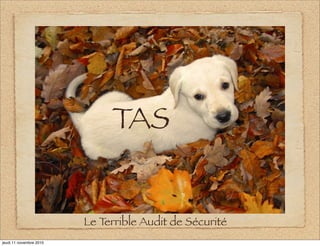 TAS


                         Le Terrible Audit de Sécurité
jeudi 11 novembre 2010
 
