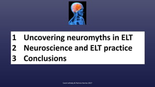 Carol Lethaby & Patricia Harries 2017
1 Uncovering neuromyths in ELT
2 Neuroscience and ELT practice
3 Conclusions
 