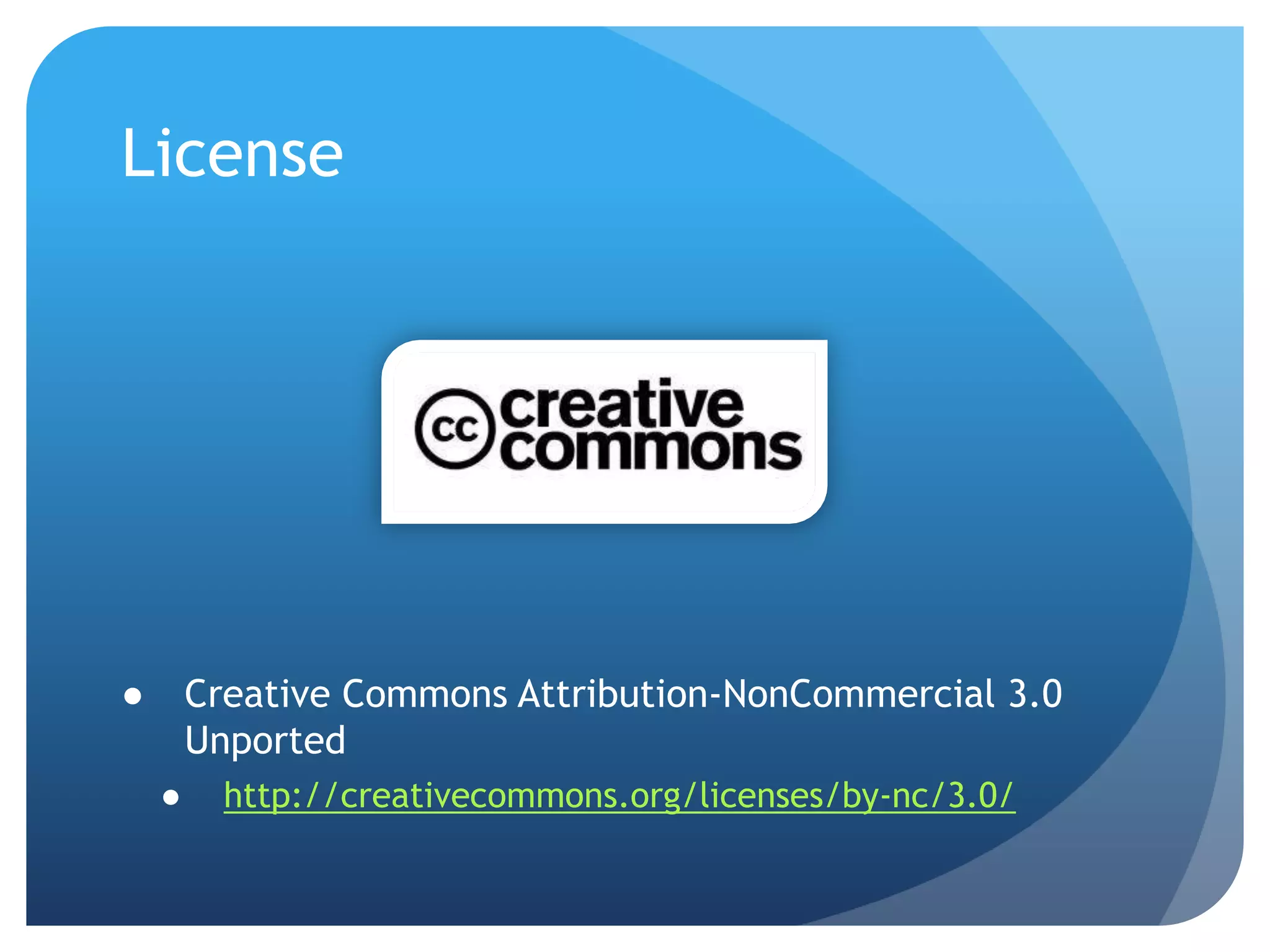 LicenseCreative Commons Attribution-NonCommercial3.0 Unportedhttp://creativecommons.org/licenses/by-nc/3.0/