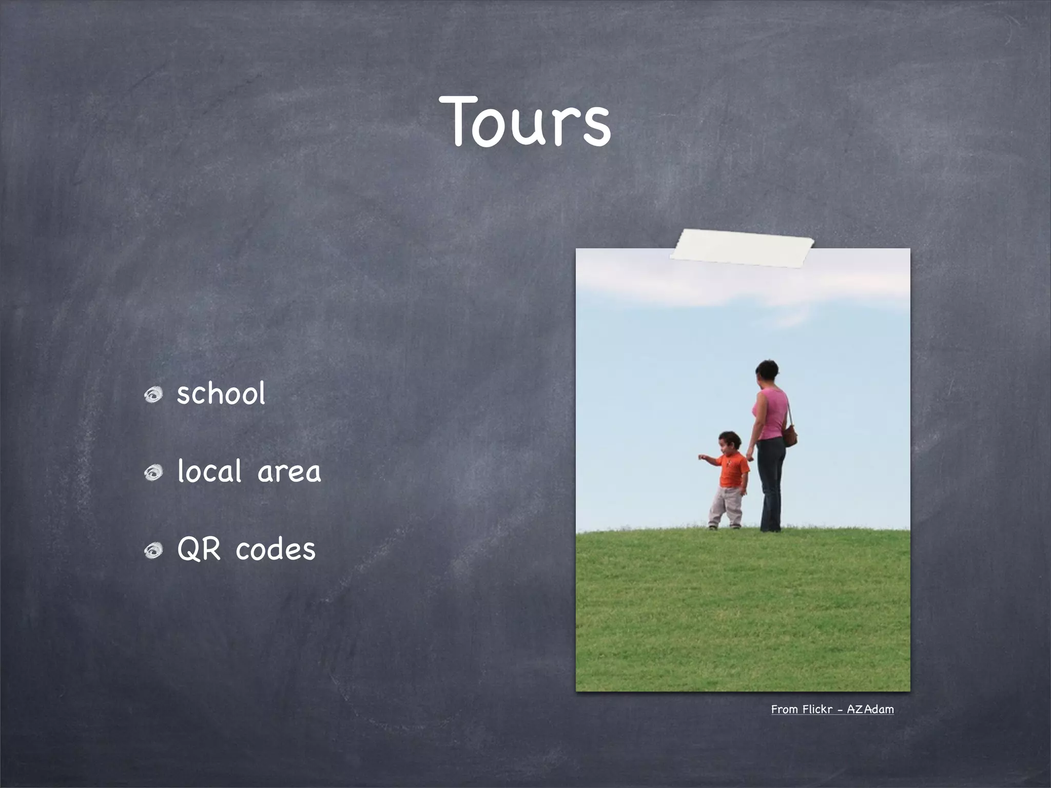 Tours


school

local area

QR codes



                     From Flickr - AZAdam
 